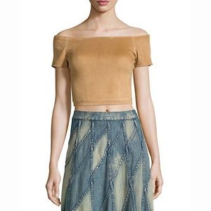 Alice + Olivia ‘Gracelyn’ Cropped Suede Top
